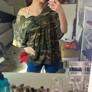 OVERSIZED camo tee shirt/ I cut the top because it was choking my neck
